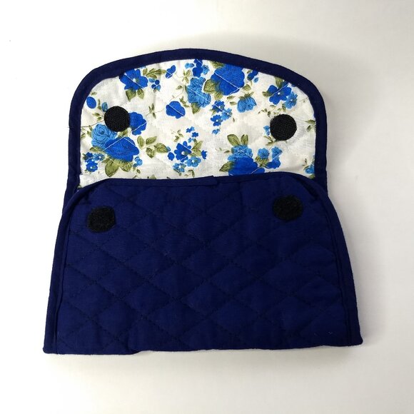 Quilted Blue Floral Wallet Checkbook Cards Pouch Cottagecore Farmhouse Hippie - Picture 4 of 11